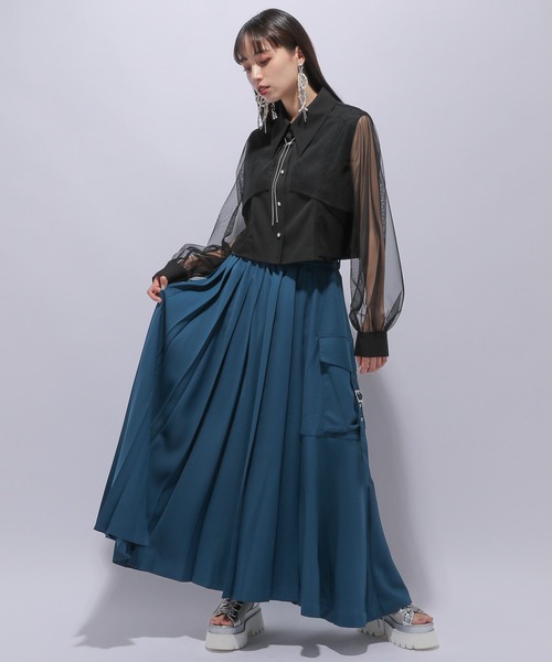 HARE（ハレ）の「シアーレイヤードシャツ(HARE)（シャツ/ブラウス・レディース・ブラック/グレー・FREE）」の3枚目の写真