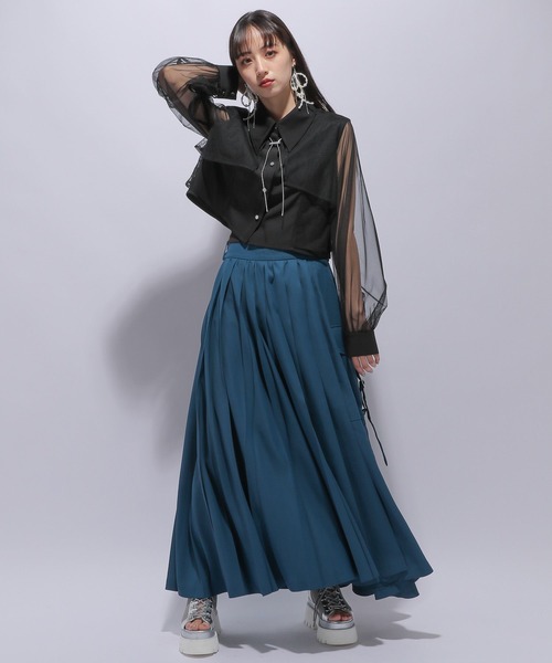 HARE（ハレ）の「シアーレイヤードシャツ(HARE)（シャツ/ブラウス・レディース・ブラック/グレー・FREE）」の4枚目の写真