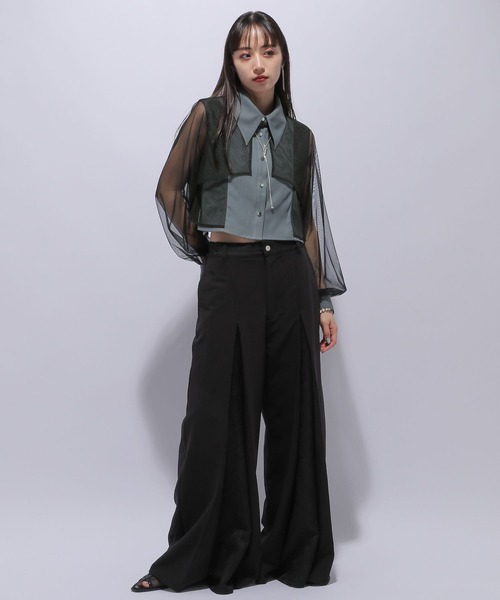 HARE（ハレ）の「シアーレイヤードシャツ(HARE)（シャツ/ブラウス・レディース・ブラック/グレー・FREE）」の6枚目の写真