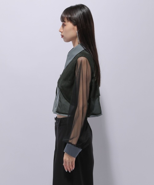 HARE（ハレ）の「シアーレイヤードシャツ(HARE)（シャツ/ブラウス・レディース・ブラック/グレー・FREE）」の10枚目の写真