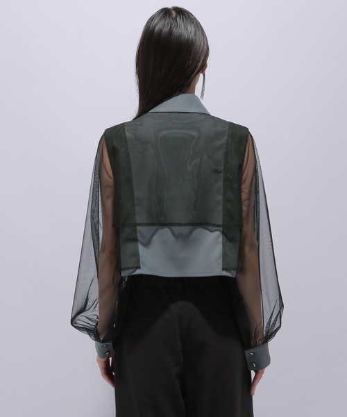 HARE（ハレ）の「シアーレイヤードシャツ(HARE)（シャツ/ブラウス・レディース・ブラック/グレー・FREE）」の11枚目の写真