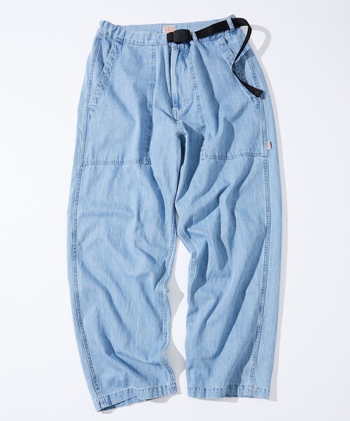 HINSON(ヒンソン)の「HINSON/ヒンソン ワイドテーパードシルエット ウェービングベルト ベイカーデニムパンツ/クライミングパンツ(デニムパンツ・メンズ・サックスブルー/ネイビー・MEDIUM/LARGE)」の3枚目の写真