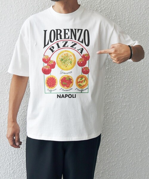 HANDTEX(ハンドテックス)の「【SHIPS any別注】HANDTEX: NOT AMERICAN FOOD? ロゴ プリント Tシャツ◇(Tシャツ/カットソー・メンズ・ホワイト/ライトホワイト/ホワイト系その他・MEDIUM/LARGE)」の1枚目の写真