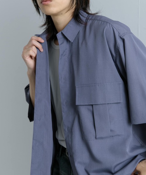 SENSE OF PLACE by URBAN RESEARCH（センスオブプレイスバイアーバンリサーチ）の「CPOサイドデザインルーズシャツ（シャツ/ブラウス・メンズ・ブラック/チャコールグレー/パープル/グリーン・MEDIUM/LARGE）」の4枚目の写真