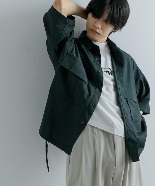 SENSE OF PLACE by URBAN RESEARCH（センスオブプレイスバイアーバンリサーチ）の「CPOサイドデザインルーズシャツ（シャツ/ブラウス・メンズ・ブラック/チャコールグレー/パープル/グリーン・MEDIUM/LARGE）」の3枚目の写真