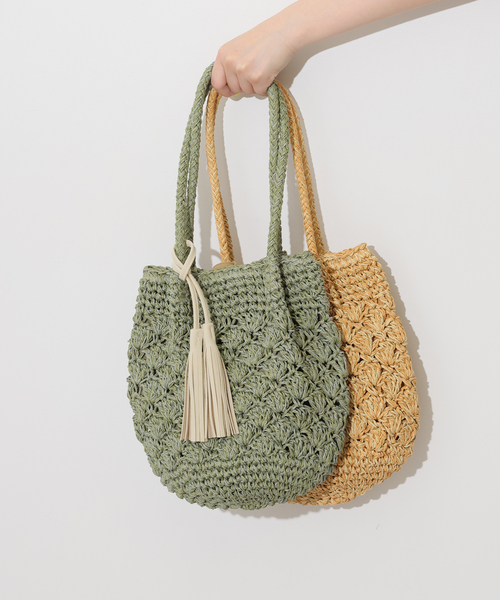 JOURNAL STANDARD relume(ジャーナルスタンダード レリューム)の「《追加》RELUME MIXペーパーフリンジバッグ(ハンドバッグ・レディース・チャコールグレー/カーキ/オレンジ・FREE)」の3枚目の写真