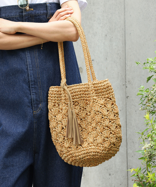 JOURNAL STANDARD relume(ジャーナルスタンダード レリューム)の「《追加》RELUME MIXペーパーフリンジバッグ(ハンドバッグ・レディース・チャコールグレー/カーキ/オレンジ・FREE)」の5枚目の写真