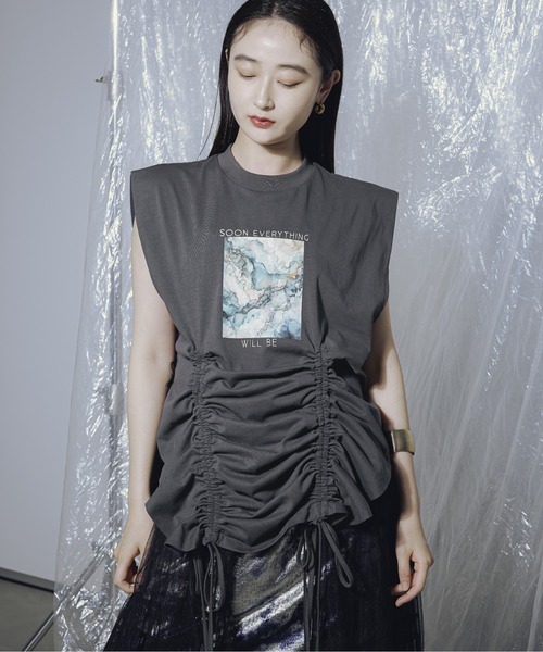 Ezick(エジック)の「Shirring side laceノースリーブTシャツ(Tシャツ/カットソー・レディース・ホワイト/グレー系その他・FREE)」の18枚目の写真