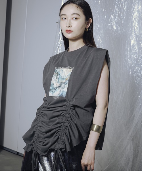Ezick(エジック)の「Shirring side laceノースリーブTシャツ(Tシャツ/カットソー・レディース・ホワイト/グレー系その他・FREE)」の17枚目の写真