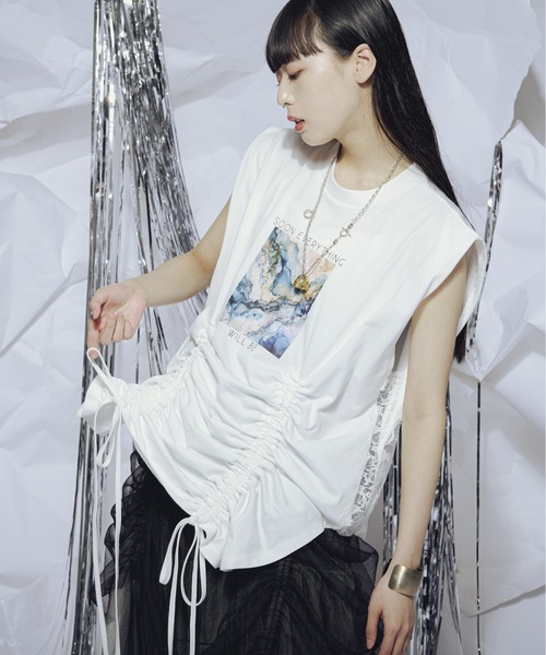 Ezick(エジック)の「Shirring side laceノースリーブTシャツ(Tシャツ/カットソー・レディース・ホワイト/グレー系その他・FREE)」の20枚目の写真