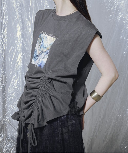 Ezick(エジック)の「Shirring side laceノースリーブTシャツ(Tシャツ/カットソー・レディース・ホワイト/グレー系その他・FREE)」の22枚目の写真