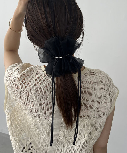 GOLDY（ゴールディ）の「【新色追加】〈GOLDY/ゴールディ〉ドロストオーガンジーシュシュ（シュシュ・レディース・カーキ/ブラック/ブラウン/オフホワイト/ブルー・FREE）」の21枚目の写真