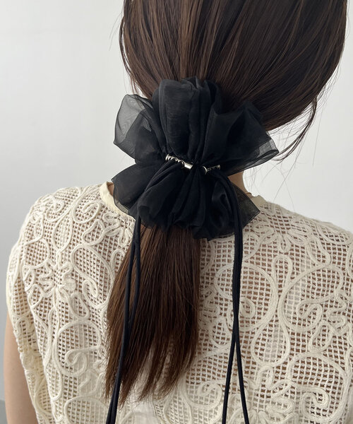 GOLDY（ゴールディ）の「【新色追加】〈GOLDY/ゴールディ〉ドロストオーガンジーシュシュ（シュシュ・レディース・カーキ/ブラック/ブラウン/オフホワイト/ブルー・FREE）」の20枚目の写真