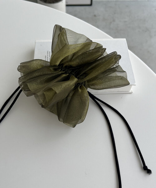 GOLDY（ゴールディ）の「【新色追加】〈GOLDY/ゴールディ〉ドロストオーガンジーシュシュ（シュシュ・レディース・カーキ/ブラック/ブラウン/オフホワイト/ブルー・FREE）」の15枚目の写真