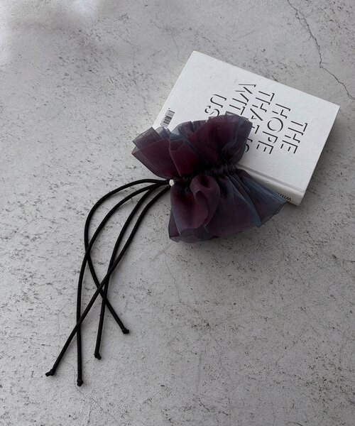 GOLDY（ゴールディ）の「【新色追加】〈GOLDY/ゴールディ〉ドロストオーガンジーシュシュ（シュシュ・レディース・カーキ/ブラック/ブラウン/オフホワイト/ブルー・FREE）」の12枚目の写真