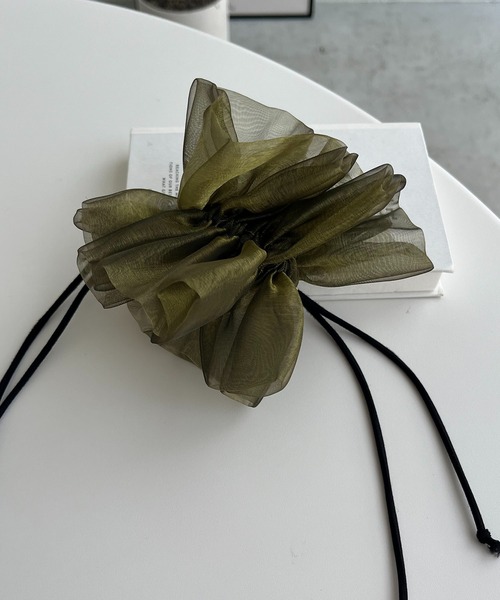 GOLDY（ゴールディ）の「【新色追加】〈GOLDY/ゴールディ〉ドロストオーガンジーシュシュ（シュシュ・レディース・カーキ/ブラック/ブラウン/オフホワイト/ブルー・FREE）」の11枚目の写真