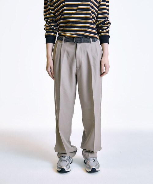 City Ambient Products（シティアンビエントプロダクツ）の「City Ambient Products: 2プリーツ ワイド テーパード スラックス（スラックス・メンズ・ナチュラル/その他/カーキ/ブラック・LARGE/MEDIUM/SMALL）」の4枚目の写真