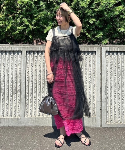 RODEO CROWNS WIDE BOWL(ロデオクラウンズワイドボウル)の「ティアードチュールワンピース(ワンピース・レディース・アイボリー/ブラック/サックスブルー・FREE)」の3枚目の写真