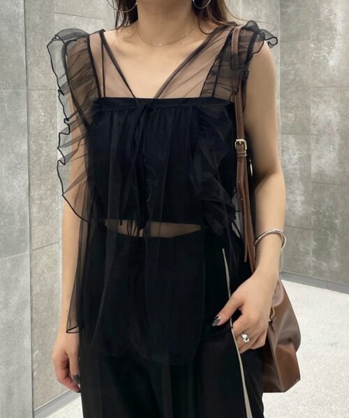 mline（エムライン）の「[mline]チュールフリルベスト（ベスト・レディース・アイボリー/ブラック・FREE）」の8枚目の写真