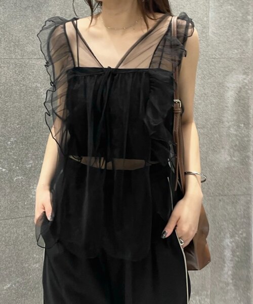 mline（エムライン）の「[mline]チュールフリルベスト（ベスト・レディース・アイボリー/ブラック・FREE）」の9枚目の写真