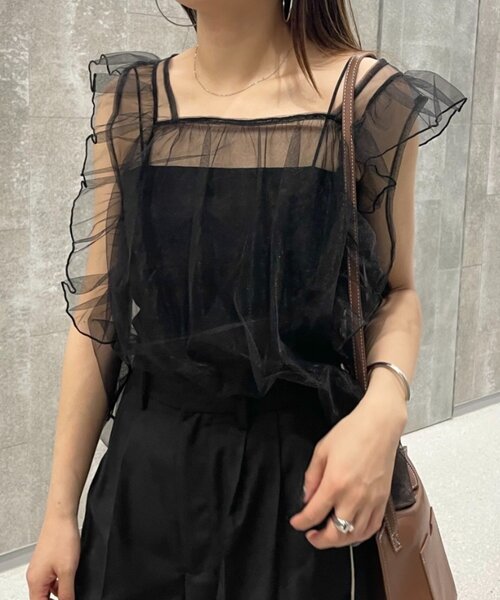 mline（エムライン）の「[mline]チュールフリルベスト（ベスト・レディース・アイボリー/ブラック・FREE）」の10枚目の写真