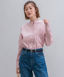 ラミーバンドカラーシャツ　ピンク バンドカラーシャツ」に該当するピンク/桃色系のファッション