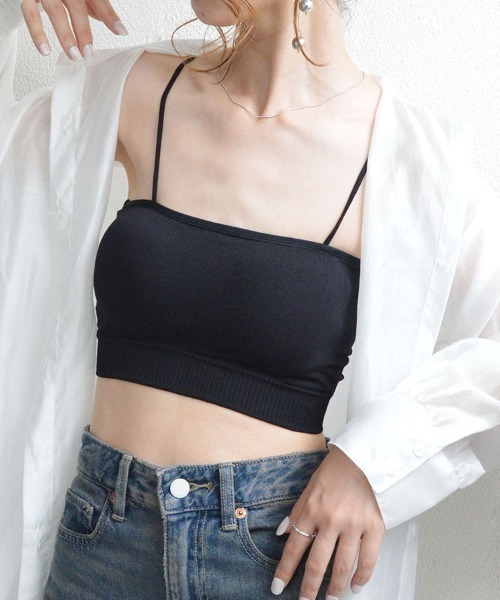 styiro(スタイロ)の「カップ付きパイピングカラーシームレスブラチューブトップ リラックスインナー ヘルシースタイル(チューブトップ・レディース・ブラック/ブルー/ピンク/グリーン/キャメル/イエロー・FREE)」の1枚目の写真