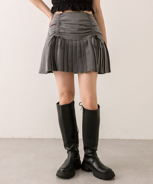OLIVE des OLIVE(オリーブデオリーブ)の「ドロストヨークミニプリーツスカート(スカート・レディース・ベージュ/ブラウン系その他/ブラック/チャコールグレー・FREE)」の6枚目の写真