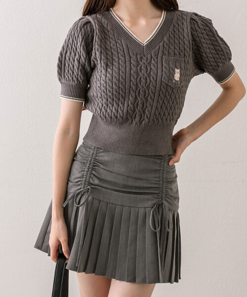 OLIVE des OLIVE(オリーブデオリーブ)の「ドロストヨークミニプリーツスカート(スカート・レディース・ベージュ/ブラウン系その他/ブラック/チャコールグレー・FREE)」の9枚目の写真