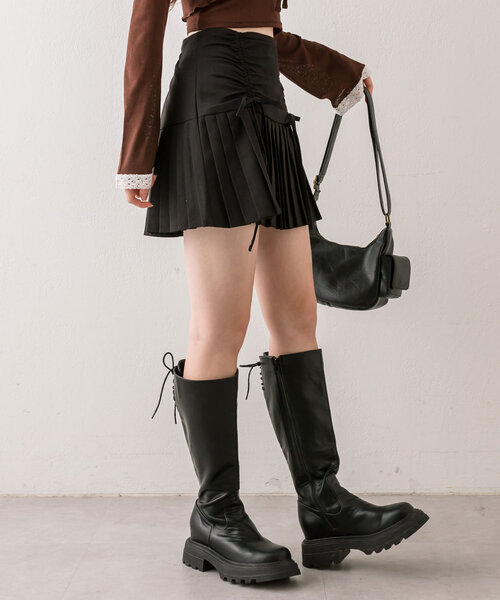 OLIVE des OLIVE(オリーブデオリーブ)の「ドロストヨークミニプリーツスカート(スカート・レディース・ベージュ/ブラウン系その他/ブラック/チャコールグレー・FREE)」の13枚目の写真