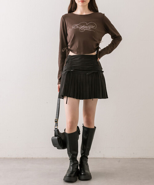 OLIVE des OLIVE(オリーブデオリーブ)の「ドロストヨークミニプリーツスカート(スカート・レディース・ベージュ/ブラウン系その他/ブラック/チャコールグレー・FREE)」の16枚目の写真