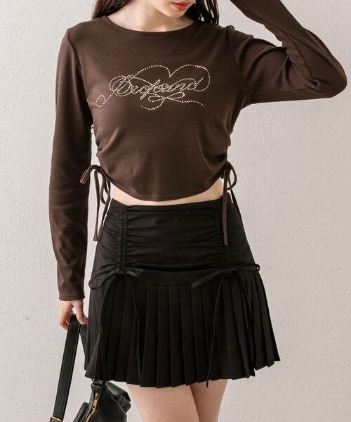 OLIVE des OLIVE(オリーブデオリーブ)の「ドロストヨークミニプリーツスカート(スカート・レディース・ベージュ/ブラウン系その他/ブラック/チャコールグレー・FREE)」の17枚目の写真