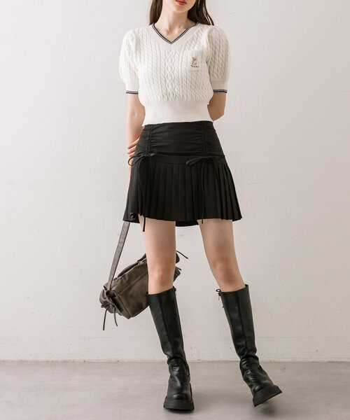 OLIVE des OLIVE(オリーブデオリーブ)の「ドロストヨークミニプリーツスカート(スカート・レディース・ベージュ/ブラウン系その他/ブラック/チャコールグレー・FREE)」の20枚目の写真