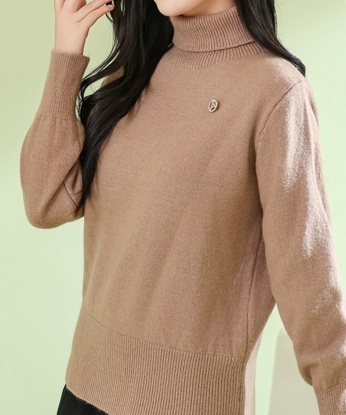 Lace Ladies(レースレディース)の「ソリッドカラー ハイネック もちもち リブ ニット プルオーバー(ニット/セーター・レディース・モカ/ブラック/ホワイト/グレー・FREE)」の4枚目の写真
