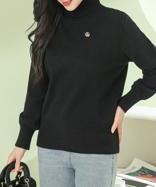 Lace Ladies(レースレディース)の「ソリッドカラー ハイネック もちもち リブ ニット プルオーバー(ニット/セーター・レディース・モカ/ブラック/ホワイト/グレー・FREE)」の6枚目の写真