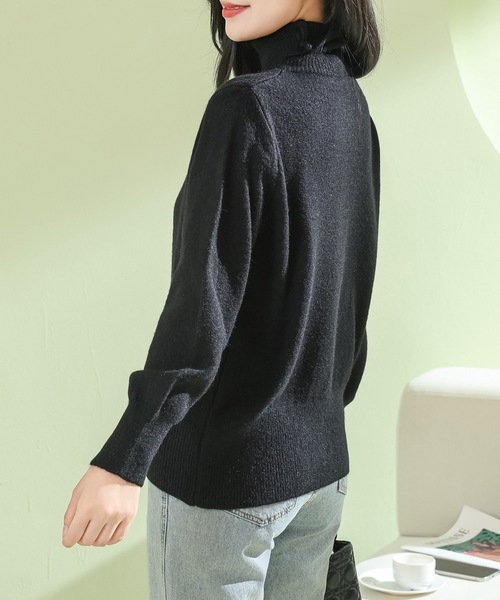 Lace Ladies(レースレディース)の「ソリッドカラー ハイネック もちもち リブ ニット プルオーバー(ニット/セーター・レディース・モカ/ブラック/ホワイト/グレー・FREE)」の7枚目の写真