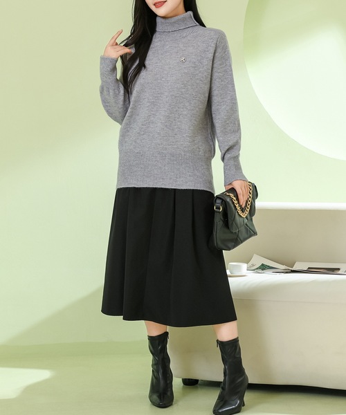 Lace Ladies(レースレディース)の「ソリッドカラー ハイネック もちもち リブ ニット プルオーバー(ニット/セーター・レディース・モカ/ブラック/ホワイト/グレー・FREE)」の10枚目の写真