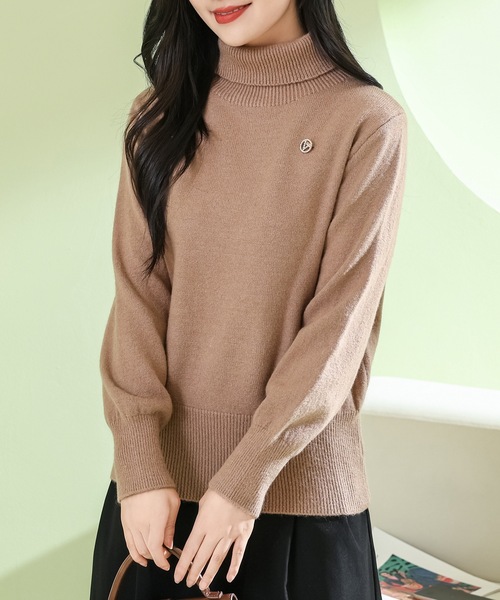 Lace Ladies(レースレディース)の「ソリッドカラー ハイネック もちもち リブ ニット プルオーバー(ニット/セーター・レディース・モカ/ブラック/ホワイト/グレー・FREE)」の16枚目の写真