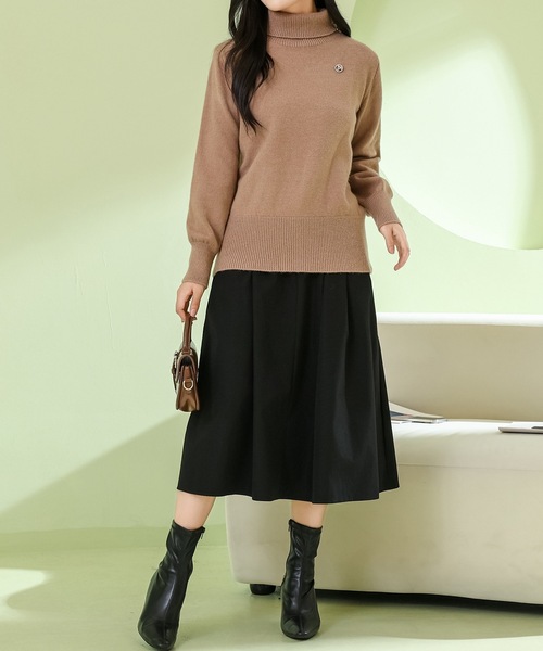 Lace Ladies(レースレディース)の「ソリッドカラー ハイネック もちもち リブ ニット プルオーバー(ニット/セーター・レディース・モカ/ブラック/ホワイト/グレー・FREE)」の19枚目の写真