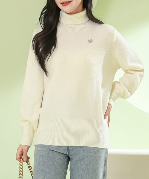 Lace Ladies(レースレディース)の「ソリッドカラー ハイネック もちもち リブ ニット プルオーバー(ニット/セーター・レディース・モカ/ブラック/ホワイト/グレー・FREE)」の20枚目の写真