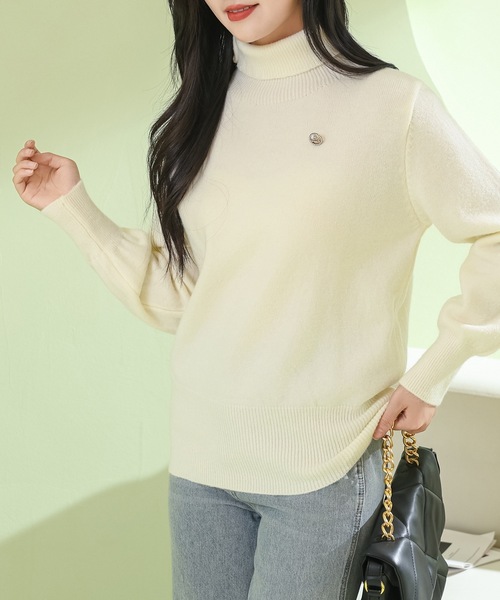 Lace Ladies(レースレディース)の「ソリッドカラー ハイネック もちもち リブ ニット プルオーバー(ニット/セーター・レディース・モカ/ブラック/ホワイト/グレー・FREE)」の21枚目の写真