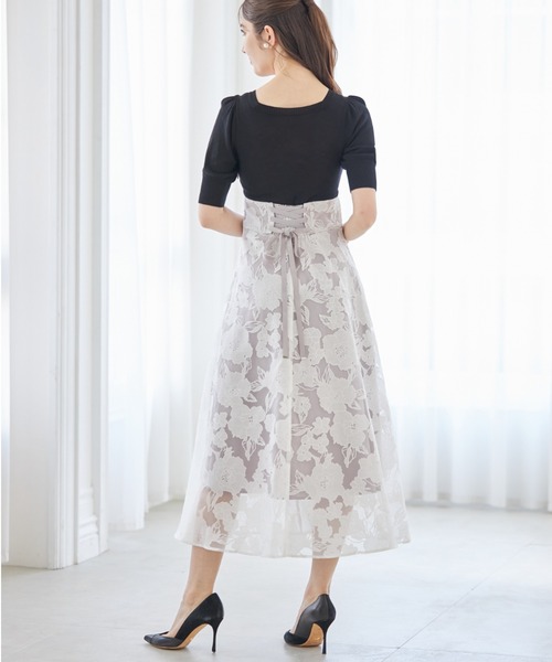 tocco closet(トッコ クローゼット)の「バックレースアップオパールフラワープリントドッキングワンピース(ワンピース・レディース・ピンク/ブラック・M)」の19枚目の写真