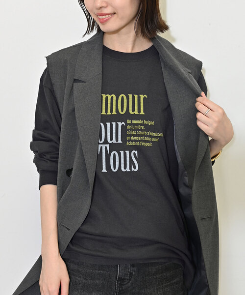 SLOBE IENA（スローブイエナ）の「ビンテージ風ロゴロンTEE（Tシャツ/カットソー・レディース・ホワイト/ボルドー/チャコールグレー・FREE）」の3枚目の写真