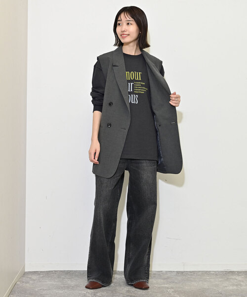 SLOBE IENA（スローブイエナ）の「ビンテージ風ロゴロンTEE（Tシャツ/カットソー・レディース・ホワイト/ボルドー/チャコールグレー・FREE）」の5枚目の写真