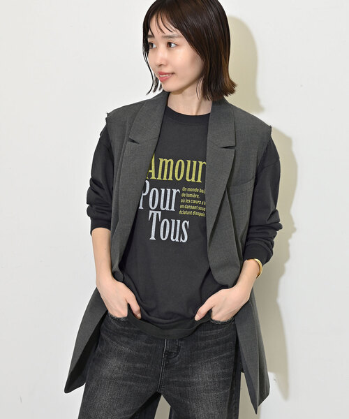 SLOBE IENA（スローブイエナ）の「ビンテージ風ロゴロンTEE（Tシャツ/カットソー・レディース・ホワイト/ボルドー/チャコールグレー・FREE）」の7枚目の写真