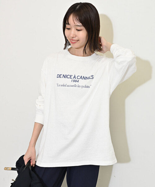 SLOBE IENA（スローブイエナ）の「ビンテージ風ロゴロンTEE（Tシャツ/カットソー・レディース・ホワイト/ボルドー/チャコールグレー・FREE）」の12枚目の写真