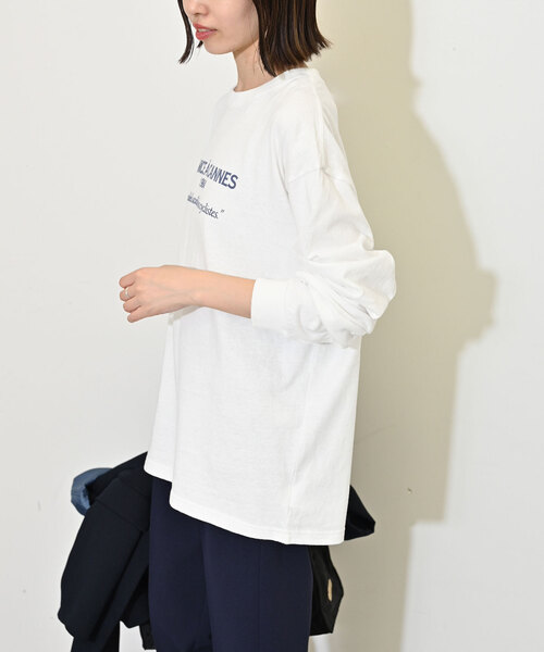 SLOBE IENA（スローブイエナ）の「ビンテージ風ロゴロンTEE（Tシャツ/カットソー・レディース・ホワイト/ボルドー/チャコールグレー・FREE）」の13枚目の写真