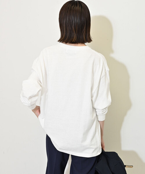 SLOBE IENA（スローブイエナ）の「ビンテージ風ロゴロンTEE（Tシャツ/カットソー・レディース・ホワイト/ボルドー/チャコールグレー・FREE）」の14枚目の写真