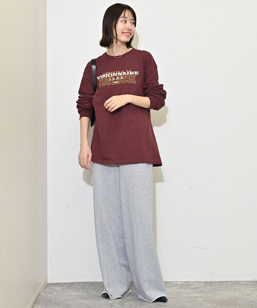 SLOBE IENA（スローブイエナ）の「ビンテージ風ロゴロンTEE（Tシャツ/カットソー・レディース・ホワイト/ボルドー/チャコールグレー・FREE）」の16枚目の写真