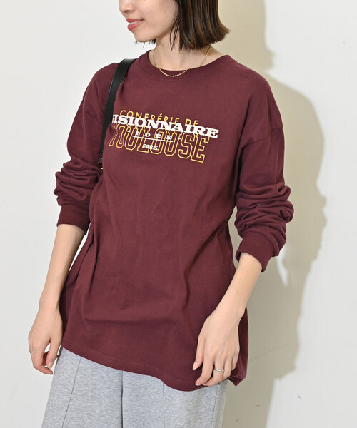 SLOBE IENA（スローブイエナ）の「ビンテージ風ロゴロンTEE（Tシャツ/カットソー・レディース・ホワイト/ボルドー/チャコールグレー・FREE）」の20枚目の写真